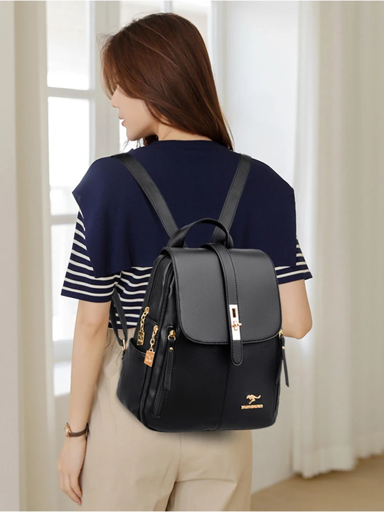 

Women Large Capacity Backpack Purses High Quality Leather Female Vintage Bag School Bags Travel Bagpack Ladies Bookbag Rucksack