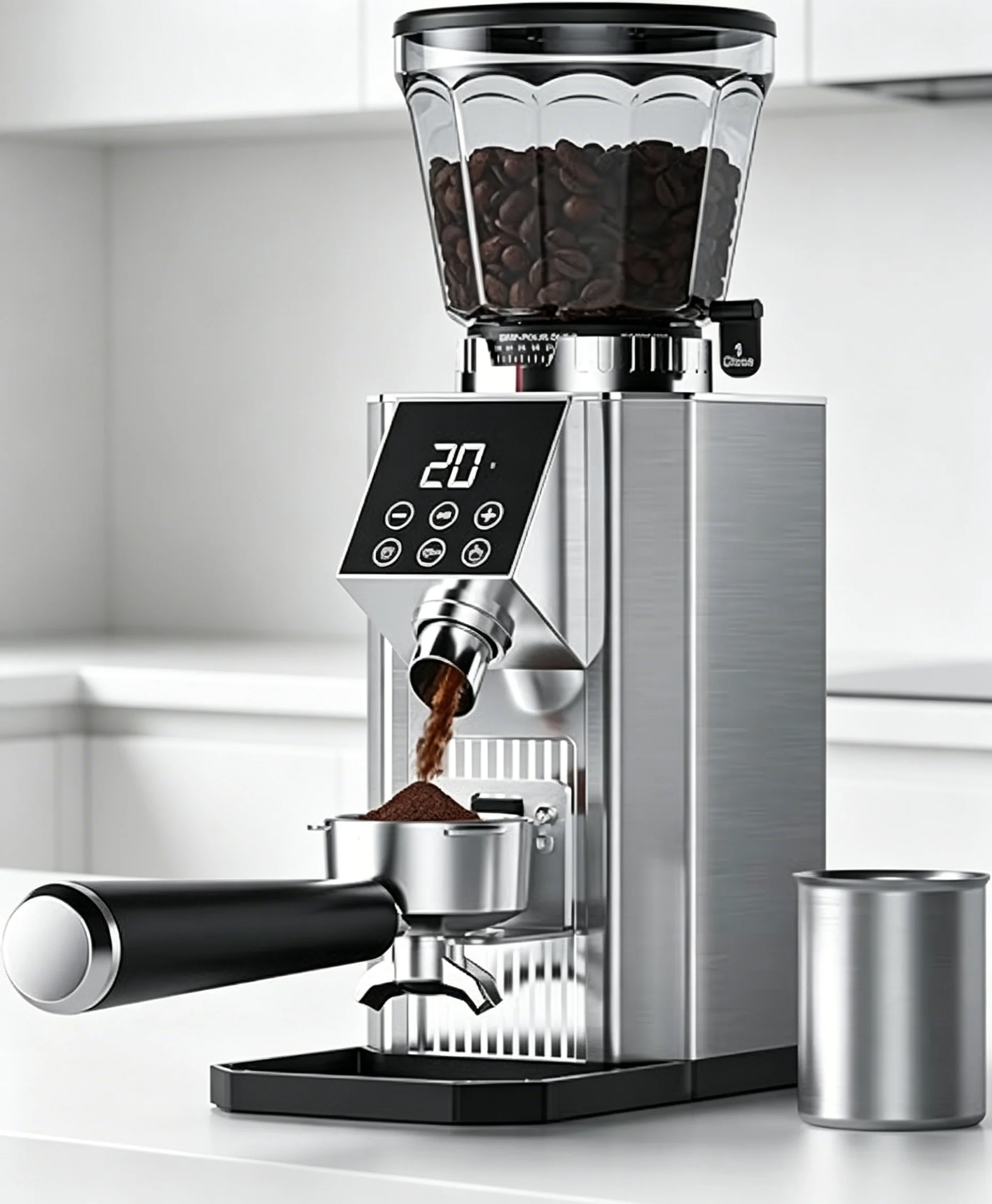 

Home Conical Burr Coffee Grinder 40 Levels Precise Grinding Electric Espresso Grinder Height Adjustable Stand LED Touch Control Anti-static Micro Switch Coffee Bean Miller