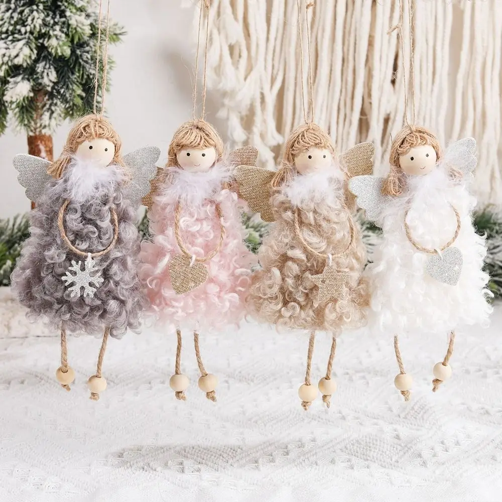 Angel Girl Christmas Angel Doll Old Man Snowman Hanging Pendant Xmas Tree Pendant Drop Ornaments Party Gift Plush Toy Pendant