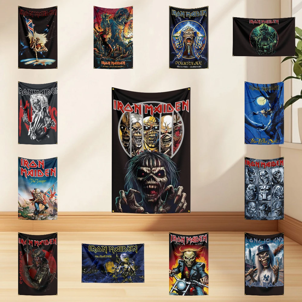 

3x5 ft I-Iron-Maidens Flags Room Decoration Outdoor Decors Personalized Items Band Flags For Garage Bedrooms Home Tapestry Flag