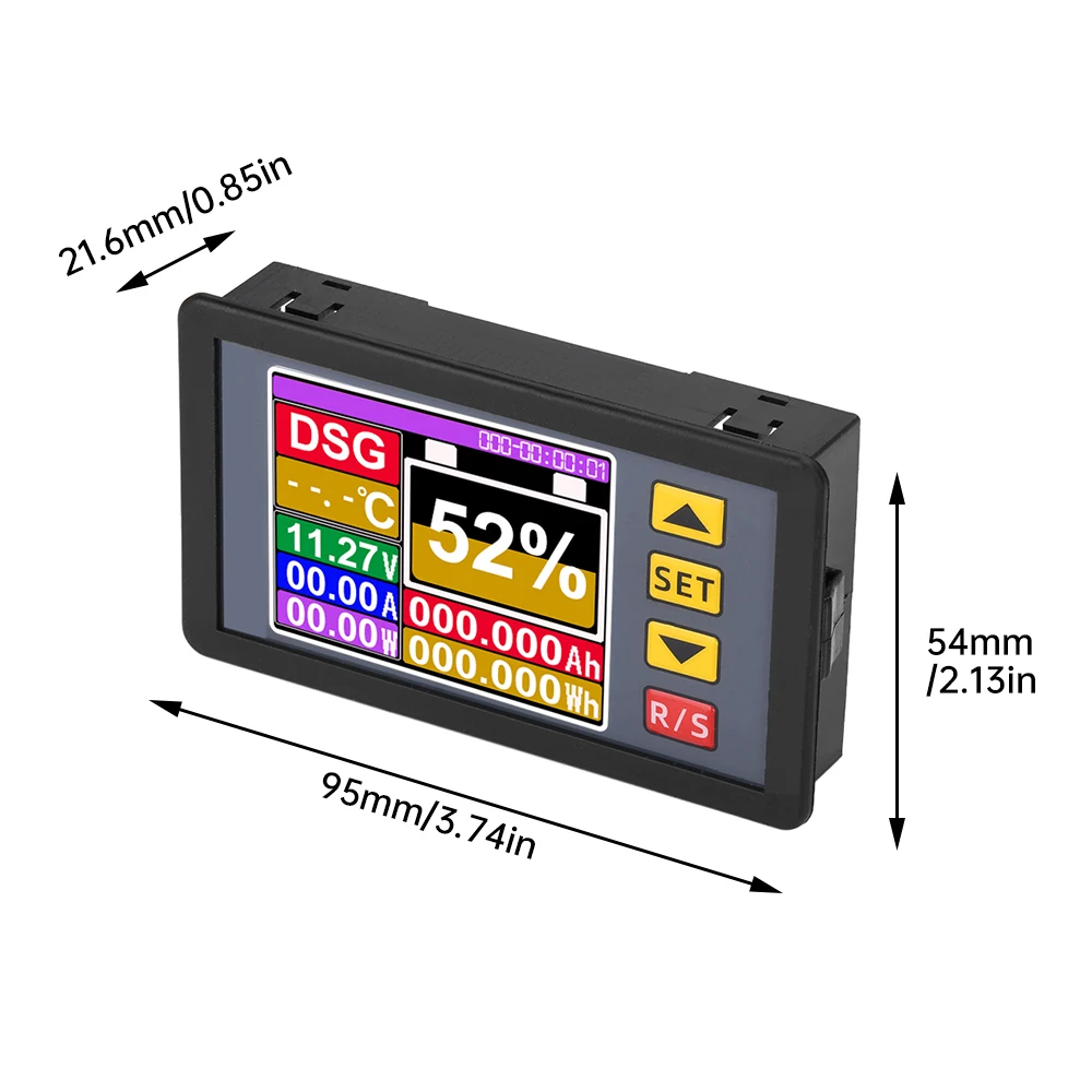 DC7~200V Voltage Current Power Meter 2.4 Inch Color Screen Display Bidirectional Current Metering Coulometer Battery Gauge Meter