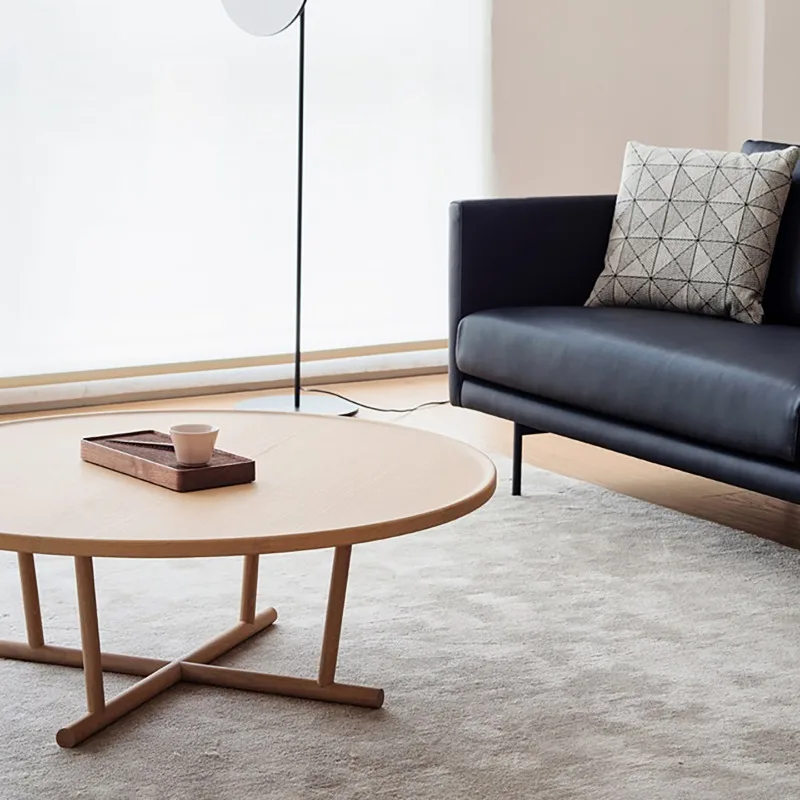 Living room Japanese-style log color table, modern minimalist wood multi-color Nordic round coffee table