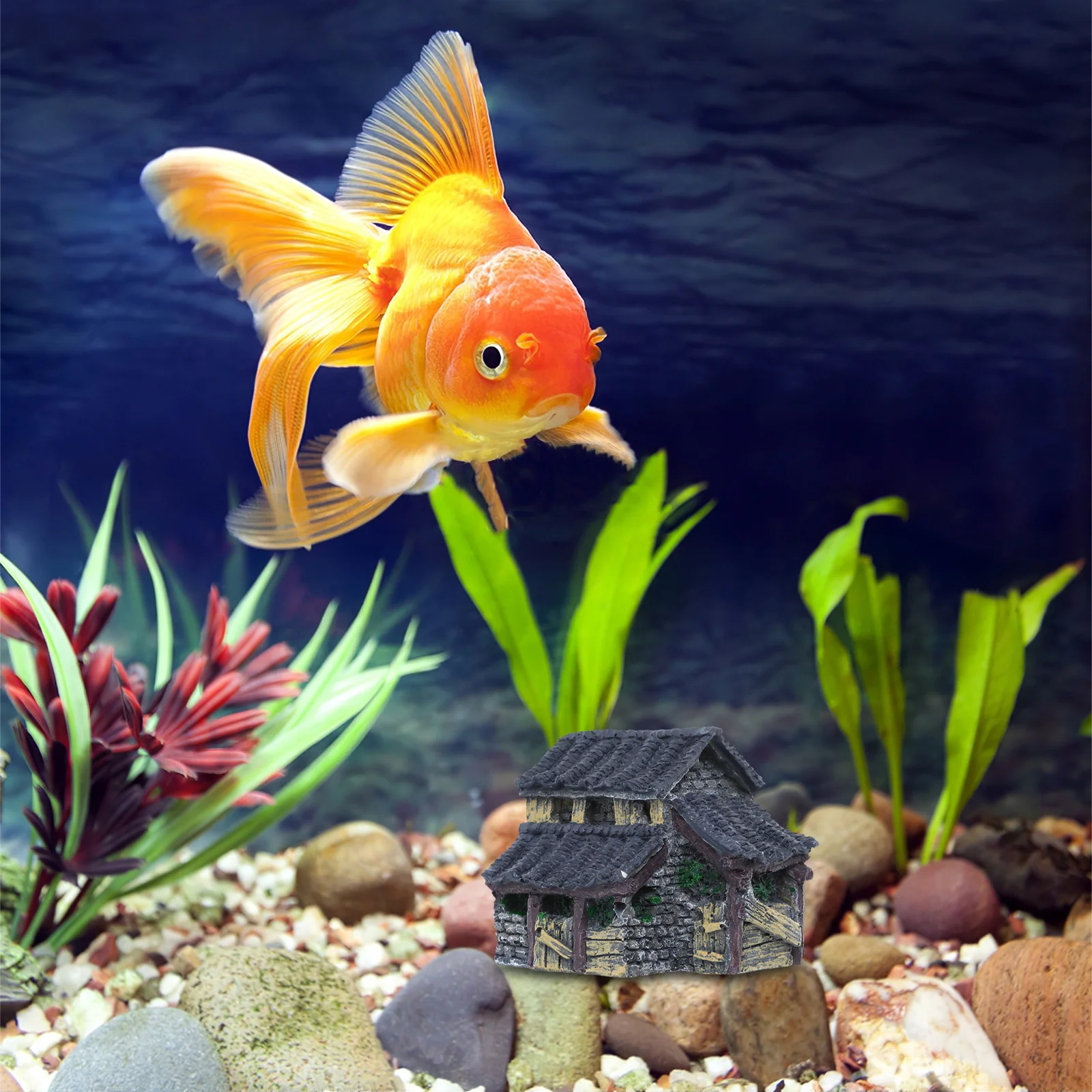 

Resin Miniature Cottage Classical Chinese Style for Terrarium Aquarium Decor Mini Landscape Fish Tank Decoration Tiny House