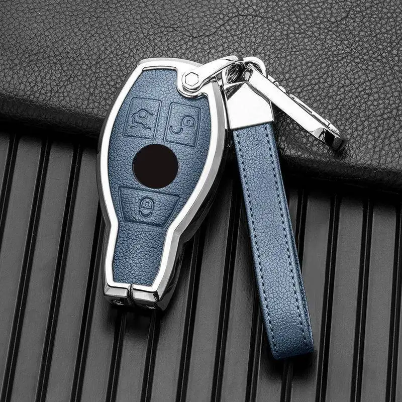 Leather Car Key Cover for Mercedes Benz A B C S Class AMG GLA CLA GLC W176 W221 W204 W205 Keyring Case Fob Shell