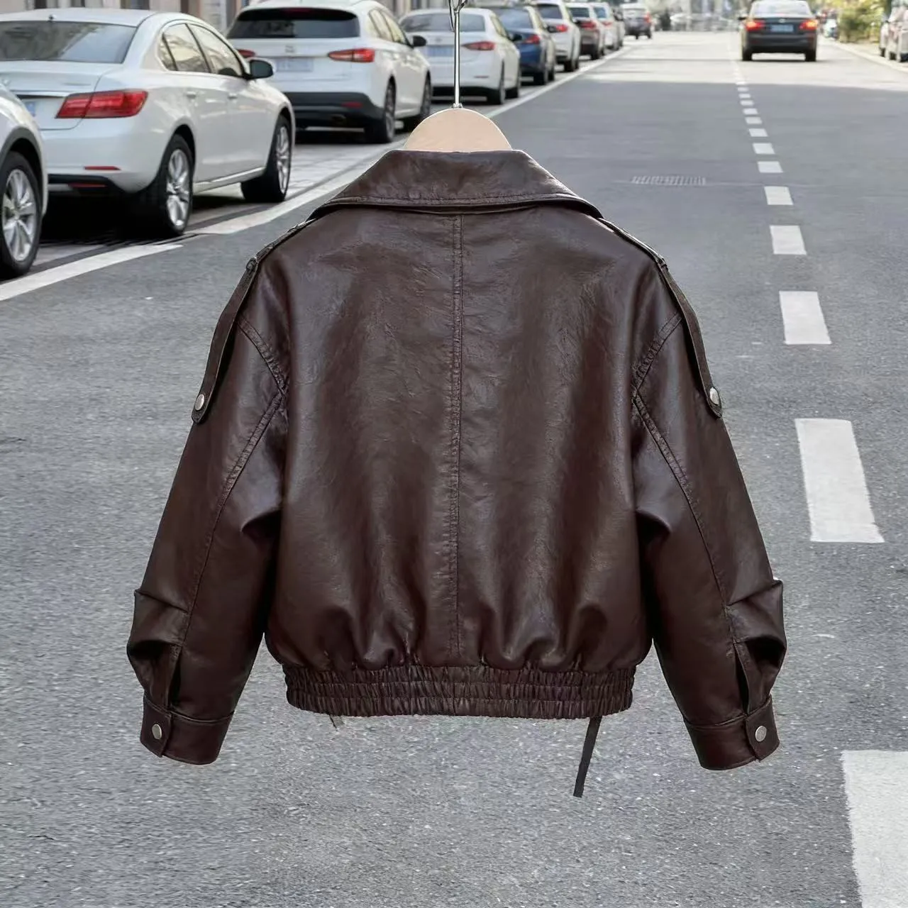 

Girls' PU Jacket 2026 Spring and Autumn American Children's Fashion Leather Jacket