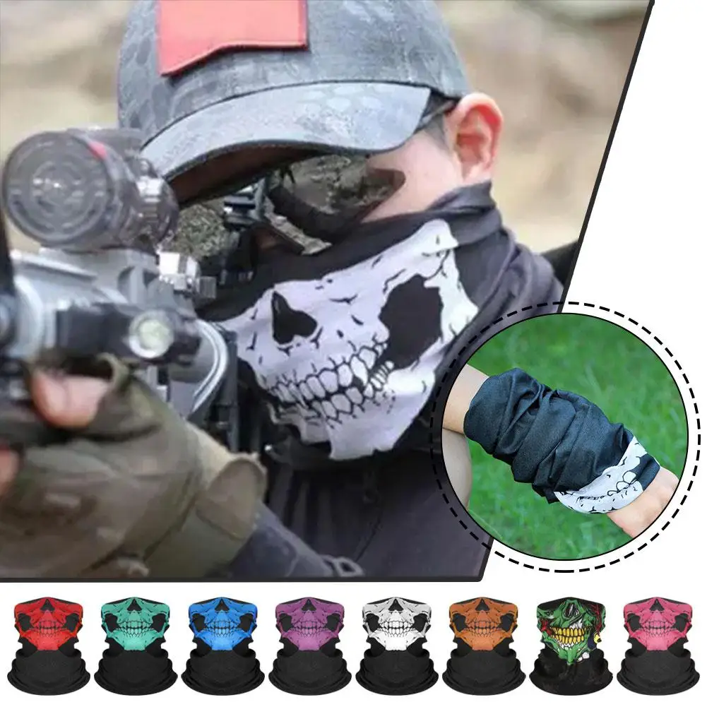 Skull Cycling Face Cover Mask Scarf Bicycle Half Face Mask Headband Bandana Halloween Fun Scarf Fishing Hiking Riding Headband