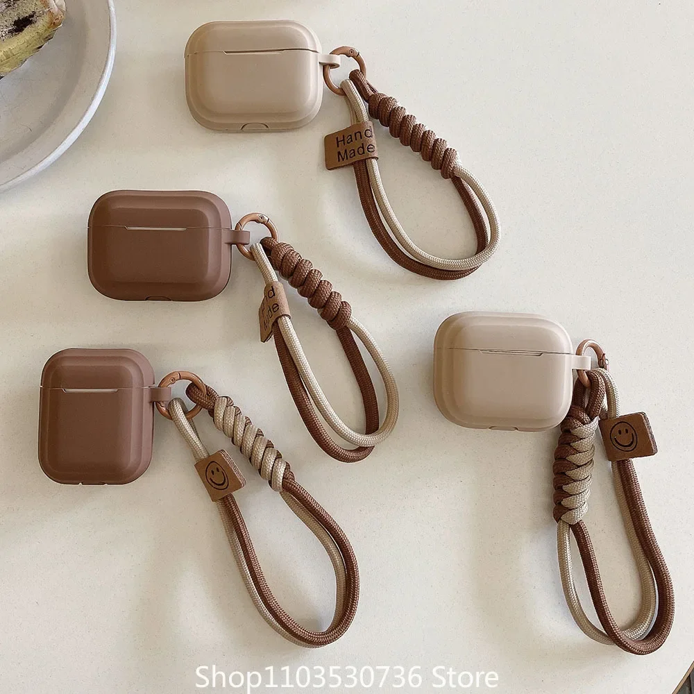 caramel color soft silicone earphone case with bracelet fall prevention couple for airpods 2 3 pro 2 bluetooth charging box case