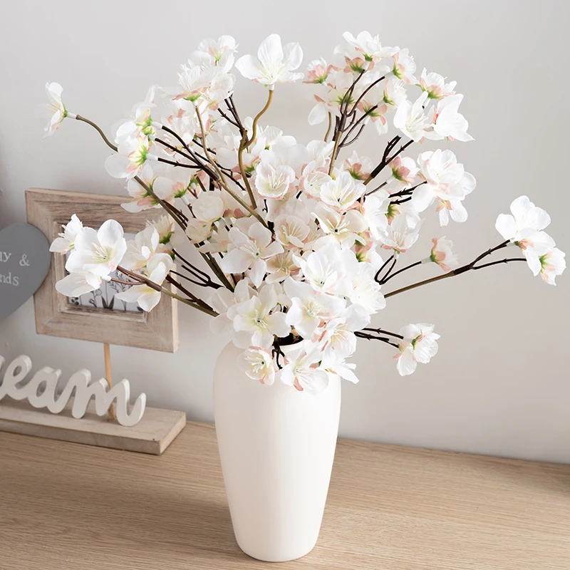 40CM Artificial Flower Silk Long Branch Cherry Blossom Wedding Party DIY Arrangement Fake Home Plum Blossom Plant Decoration