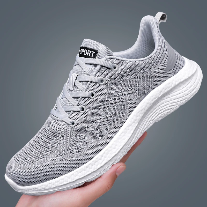 Thin fly mesh minimalist men's casual shoes, solid lace-up cushioned flats for workplace commuting