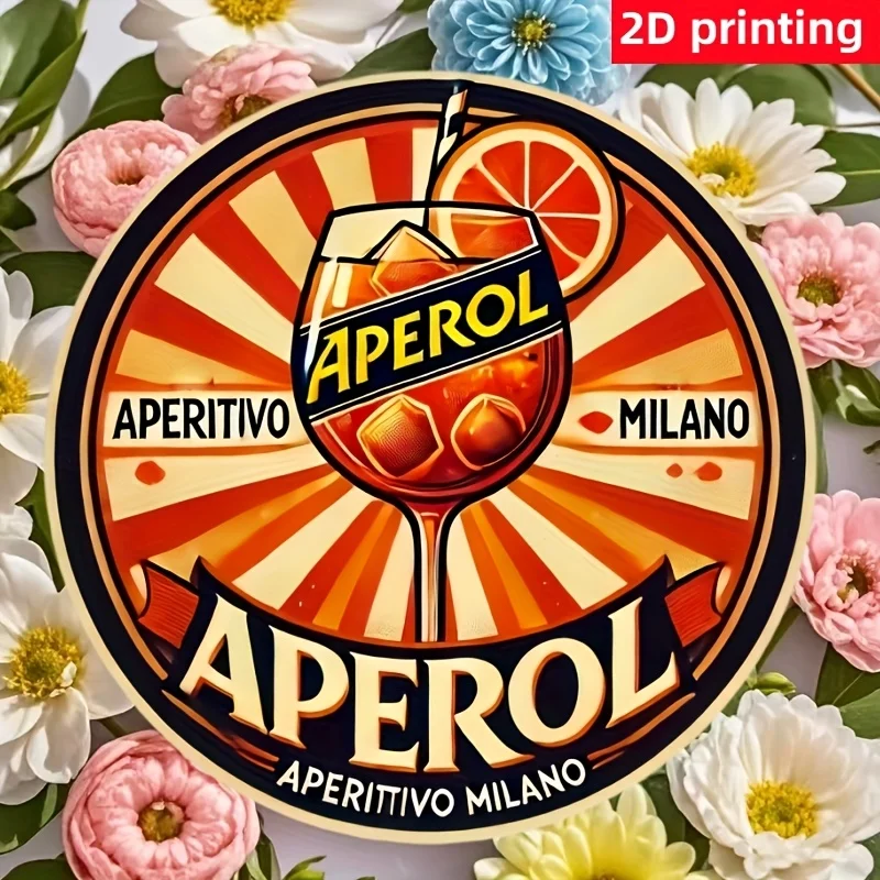 Logotipo de pared de madera Retro Aperol Italian Margarita - decoración de madera hecha retro con diseños vibrantes de color naranja y amarillo