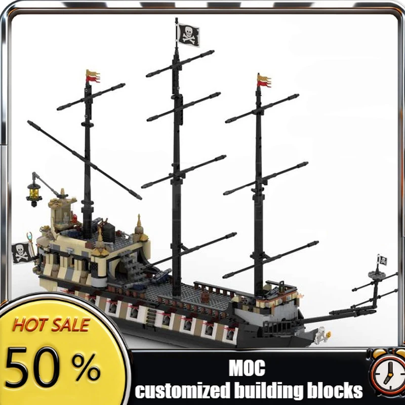 

Набор для сборки модели пиратского корабля «Пират-вор душ» (1795 деталей), серия «Средневековые пираты», MOC, развивающая игрушка-головоломка для детей, подарок на день рождения