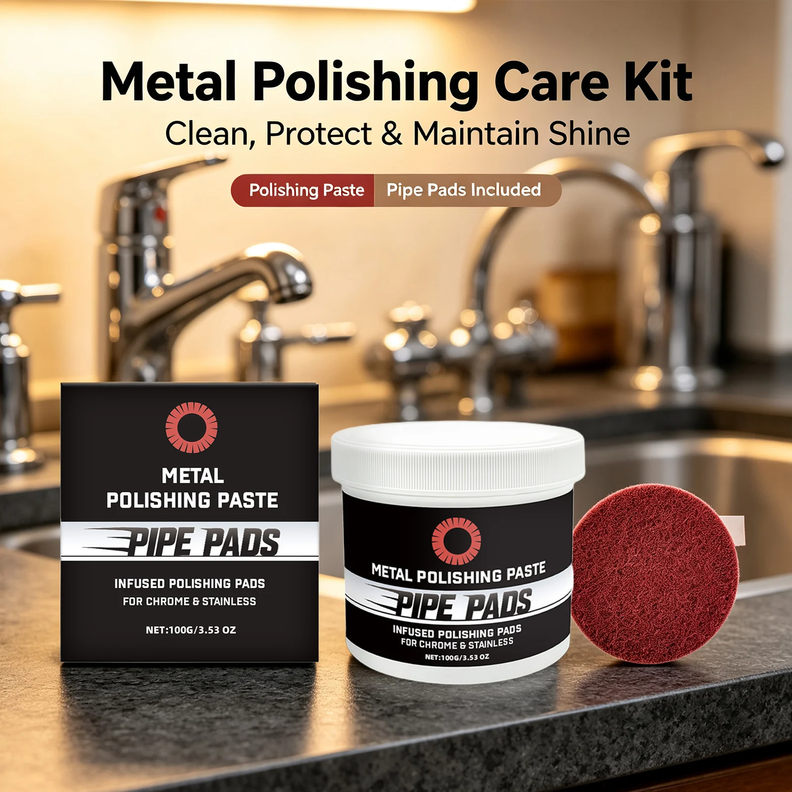 Metal Polishing Care Kit Removing Oxidation Stain Repair Scratch Maintaining Brightness Multi Surface Polishing & Cleaning Paste