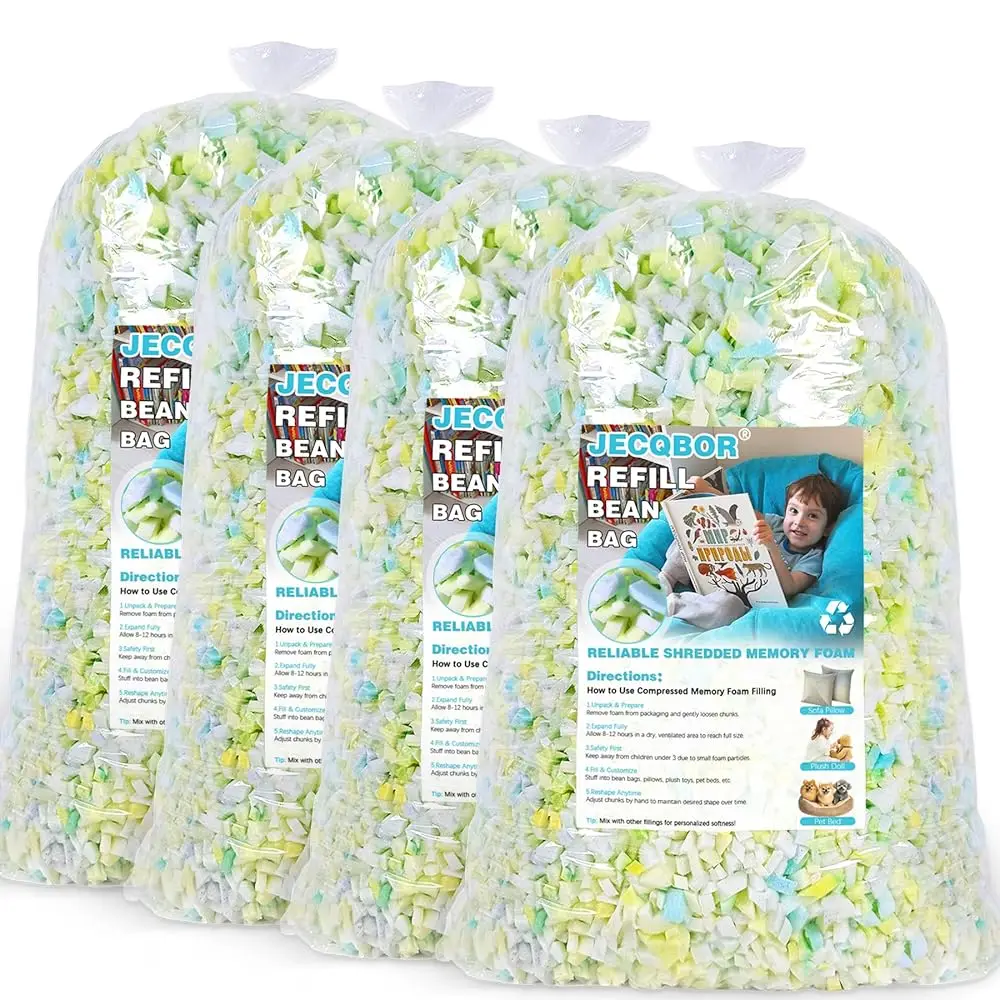 

20Lbs Shredded Memory Foam Filling For Bean Bag Chair, Premium Beanbag Stuffing High Density Memory Foam Refill