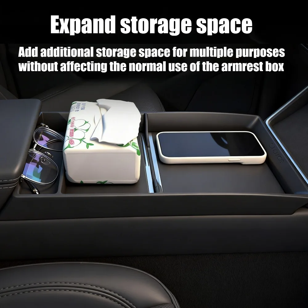 Anti Slip Center Console Storage Tray For Tesla Juniper Model 3/Y/YL Armrest Box Organizer Car Interior Accessories Console Rack - view 2