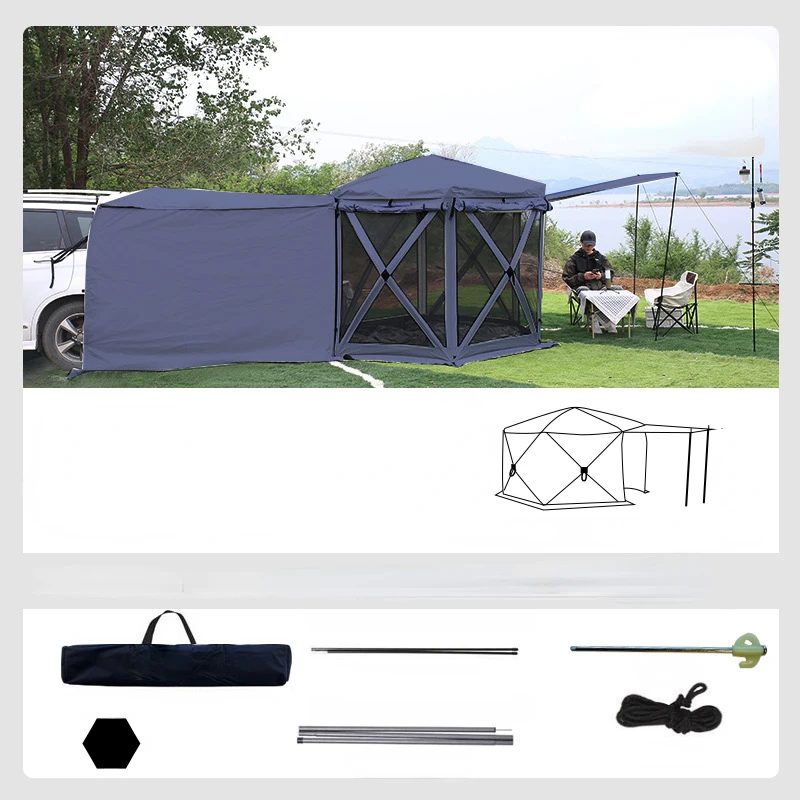 Imagem -06 - Outdoor Camping Hexagonal Tent Toldo Automático Completo Windproof Car Suv Team Party Canopy Praia Tarp Caravana Pérgola Pessoa