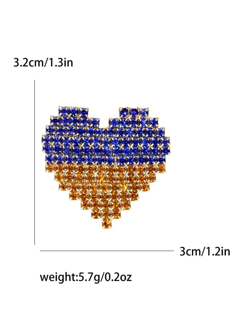 Dmari Ukraine Flag Badge Designer Love&Peace Brooch Pin Family Friends GIft Delicate Rhinestone Lapel Pin Accessories