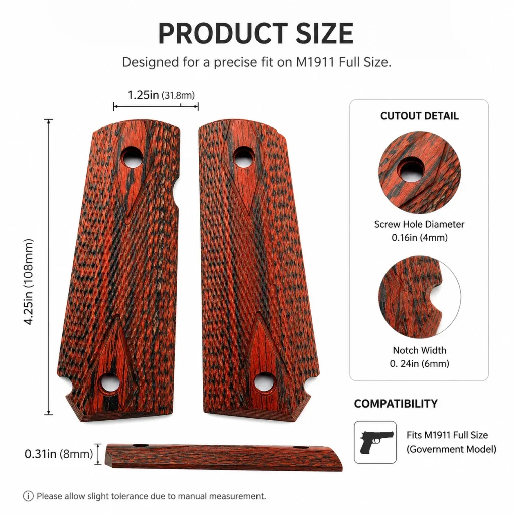 1 Pair 1911 Grips Replacement Full Size Marble Acrylic Rosewood Redwood Airsoft Handle Panel Gun Model Parts Custom DIY Gift