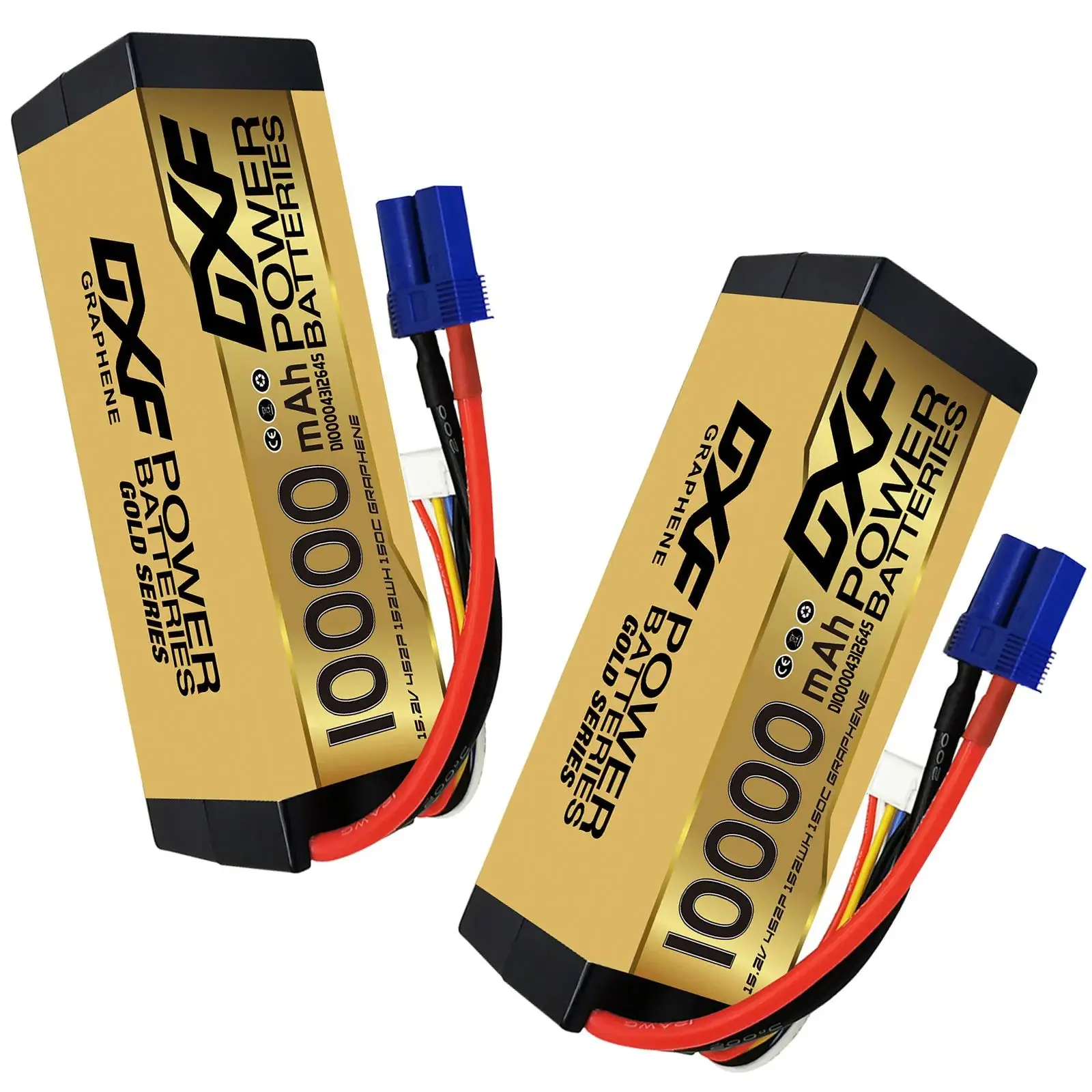 DXF 4S Lipo Battery 10000mAh 15.2V 150C Hard Case Battery with XT90 Connector for Car Truck Tank RC Buggy Truggy Racing Hobby
