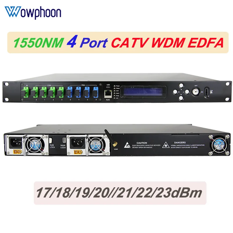 

Индивидуальный оптический усилитель с 4 портами, Mini WDM EDFA, CATV 1550 нм, бесплатная доставка, 17/18/19/20/21/22/23 дБм