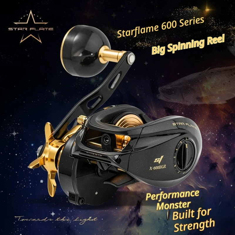 ECOODA Star Flame X 600 Baitcasting Fishing Reel Saltwater Resistant Dual Gear Ratio High Strength Brass Gear Offshore Boat Sea