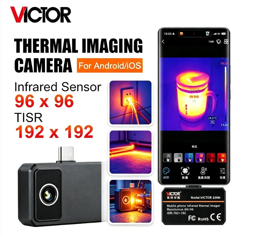 TISR 192X192 Thermal Imaging Camera for iPhone&Android Phone Infrared Thermal Imager Inspection Repair Thermographic Camera