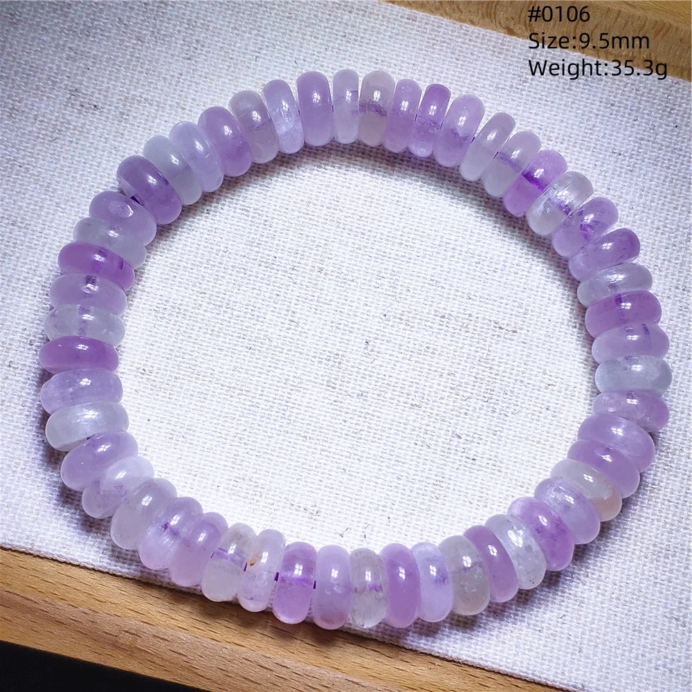 

Браслет из натурального фиолетового кунцита с бусинами-абакусами, прозрачный кунцит с эффектом кошачьего глаза, модные украшения для женщин и мужчин, класс ААААА