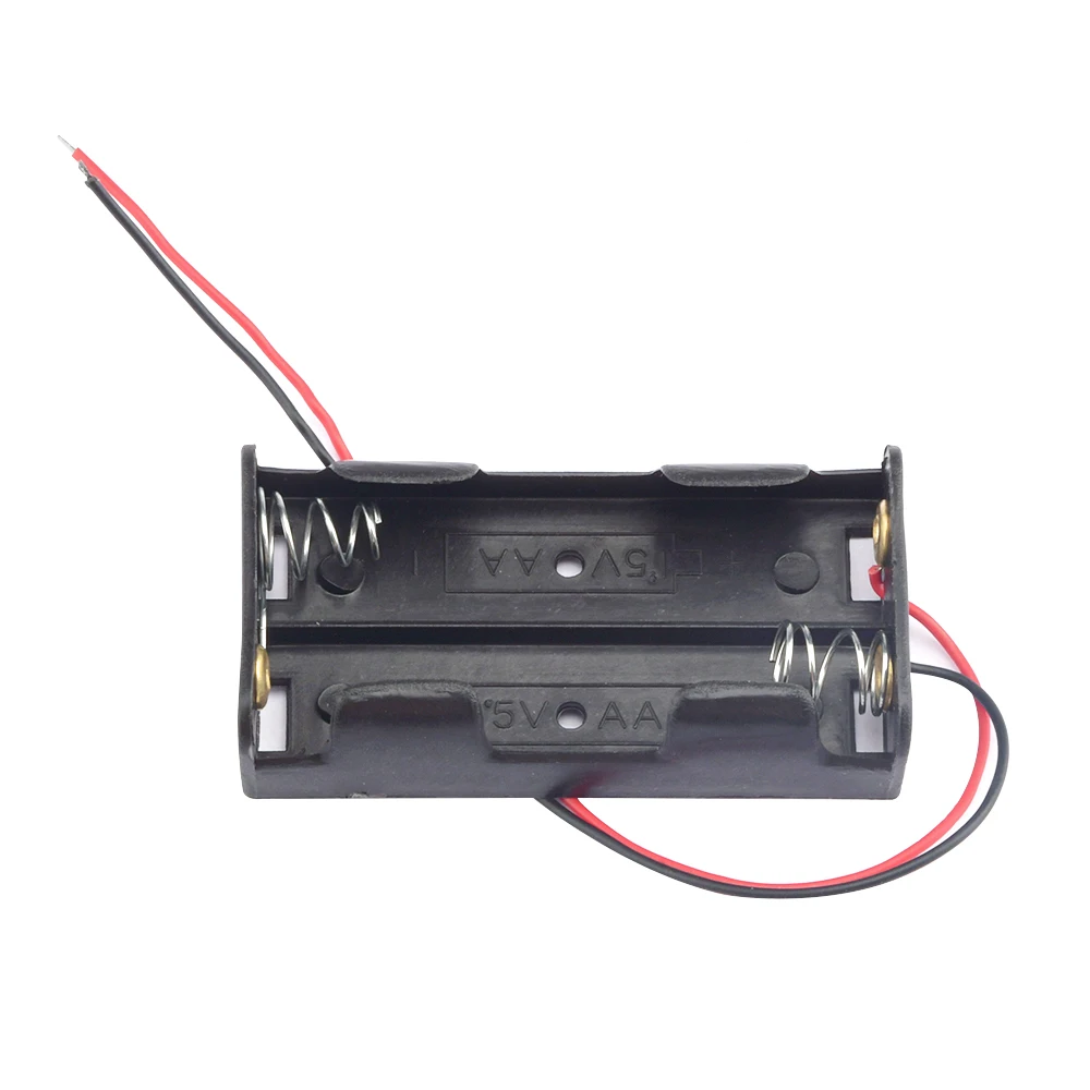 3V PH2.0 Battery Storage Case Black Plastic AA Battery Case Battery Holder Wire Battery Box for 2 * AA Batteries DIY Parts