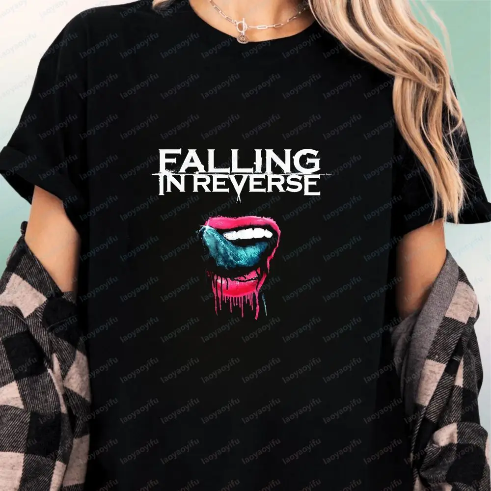 Falling in Reverse - Blusa com estampa musical retrô - Camiseta moderna de manga curta unissex para homens e mulheres - Tamanho grande