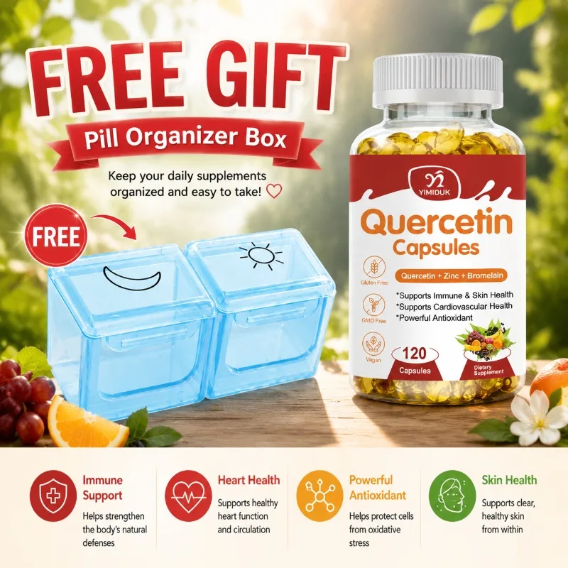

Daily Quercetin Capsules, with Ashwagandha & Bromelain, Fortify Defenses, Nourish Skin, Sustain Cardiac Wellness