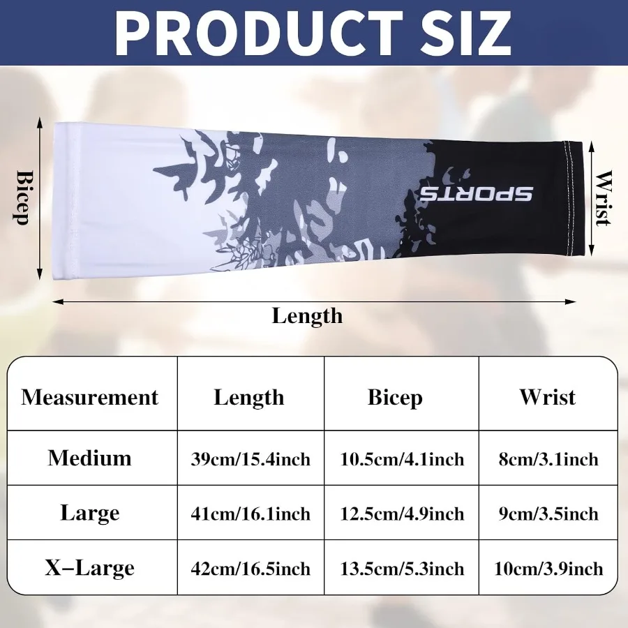 4 Pairs UV Sun Protection Arm Sleeves for Men Women - Cooling Sports Sleeve with Anti-Slip Ice Silk Fabric Ideal for Outdoor Ac