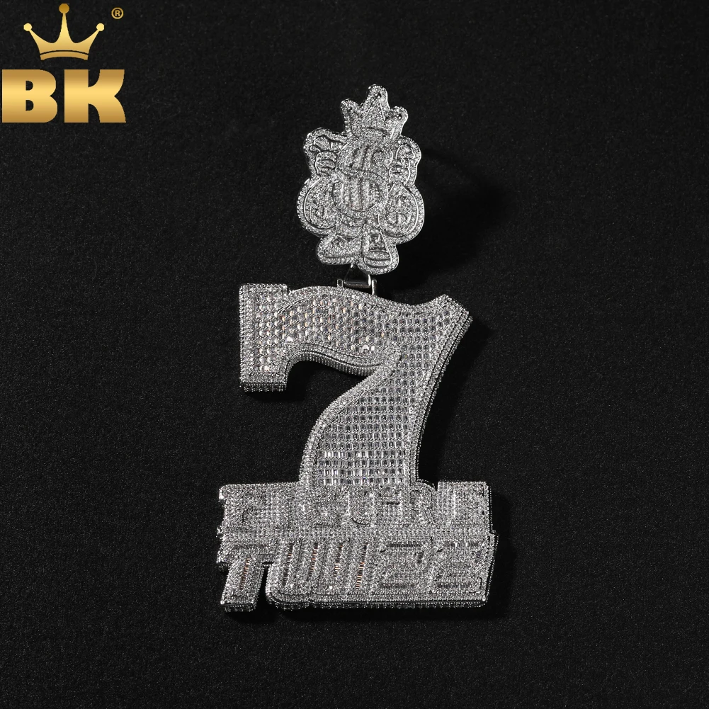 

TBTK Большой номер 7 фигурок Twizz Charm Подвеска Корона $ Залог Micro Paved Out CZ Ожерелье с подвеской для подарка Хип-хоп Ювелирные изделия