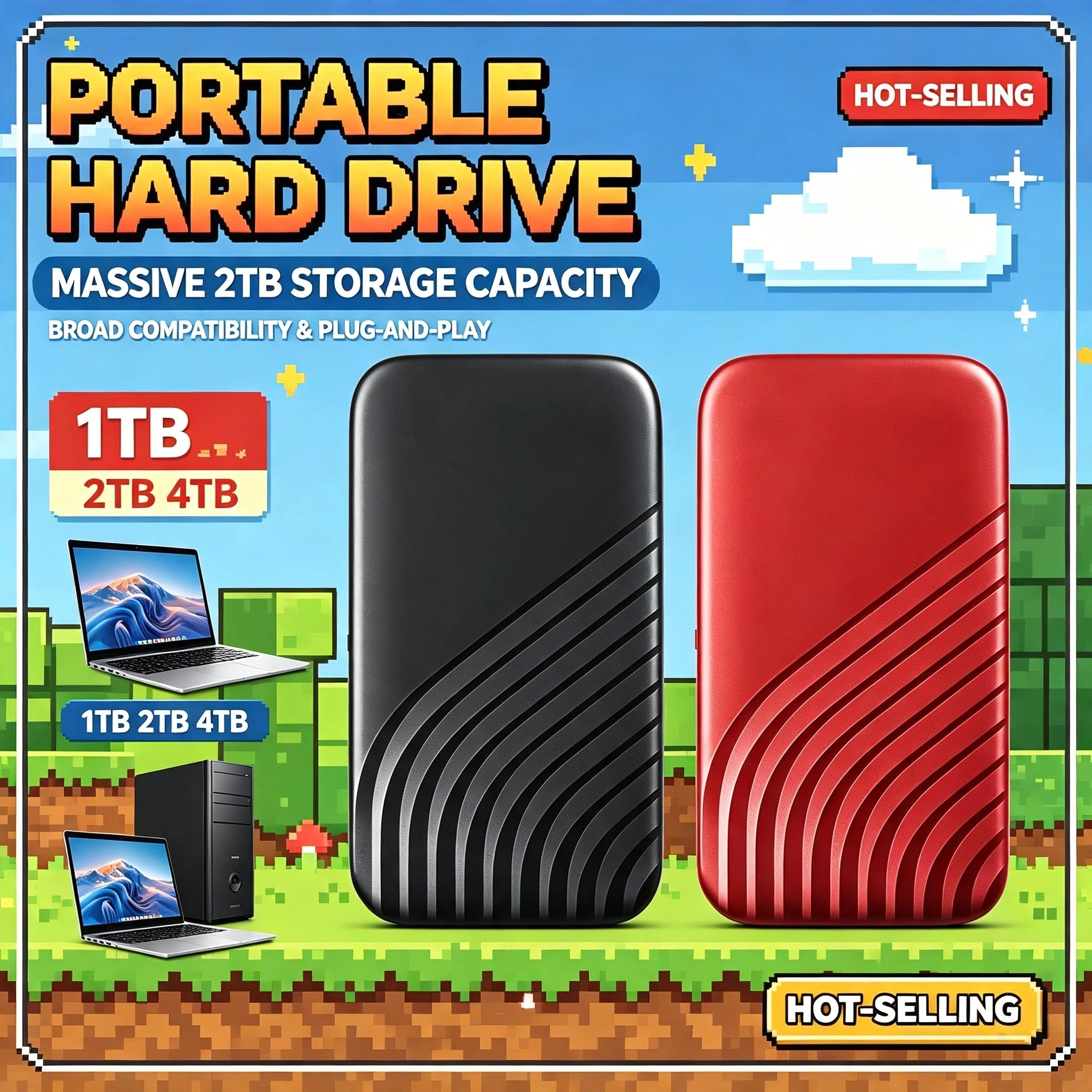 NEW USB 31 Type C External Authentic 2TB Portable SSD Quick Backup Hard Drive for Laptop Mac PC Phone Pro Max 4K Fast Storage