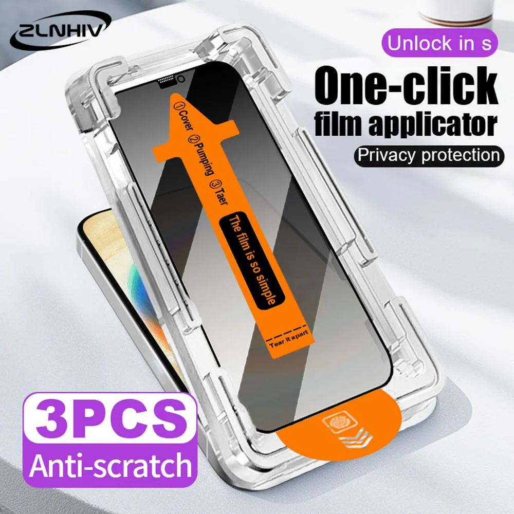 

3pcs Tempered Glass Screen Protector For iPhone 16 15 Pro Max 14 Plus 13 Pro 12 11 Privacy Glass Smartphone Protective Film