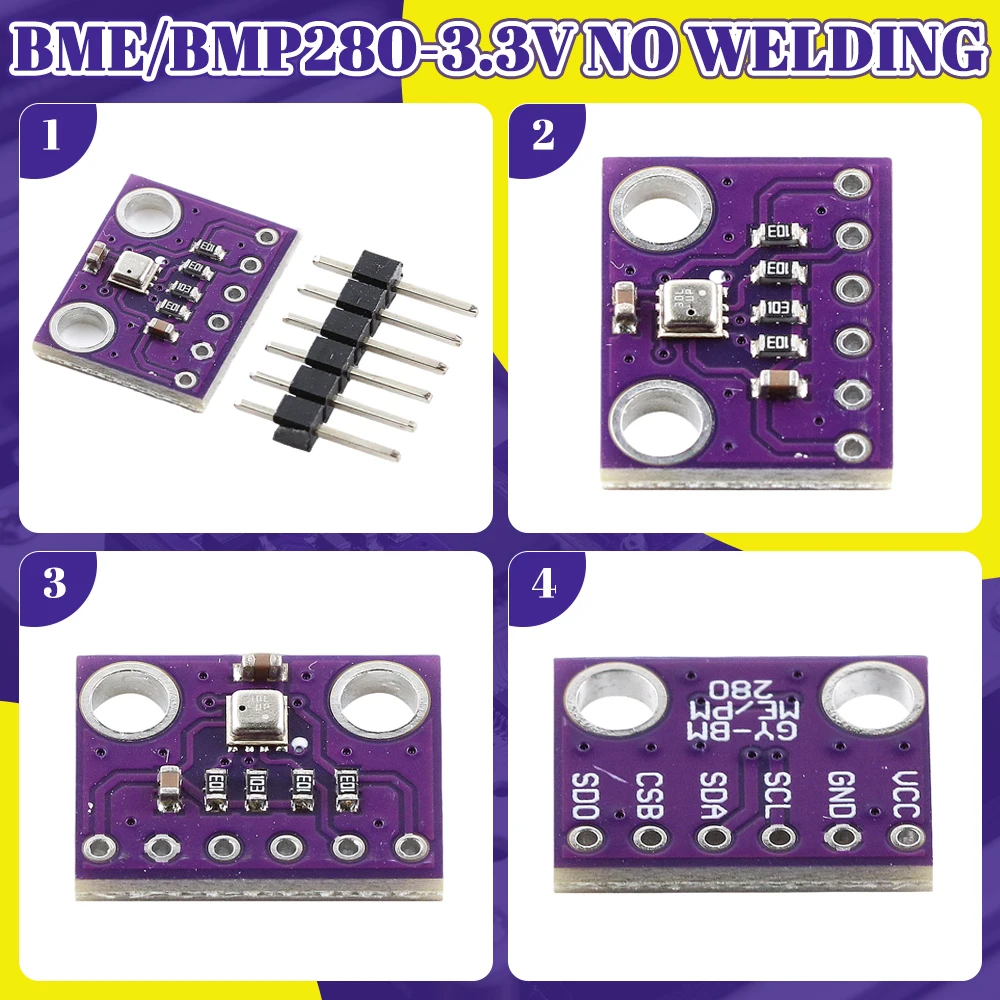 GY BME/BMP280 5V 3.3V Luftdruck-Temperatur-Feuchtigkeits-Sensormodul Barometrischer Drucksensor Temperaturmodul GY-BME280-5V – Detail 9