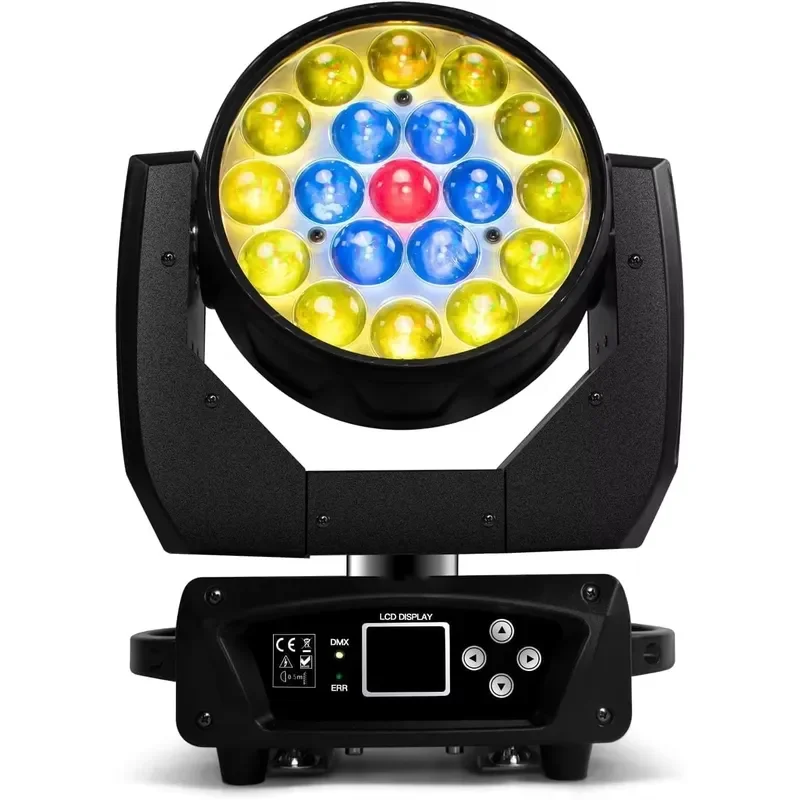 202619x15W Zoom Beam Wash Moving Head Light for Stage Lighting Effect with RGBW 4-in-1 LED and DMX Control for DJ Disco Nightclu