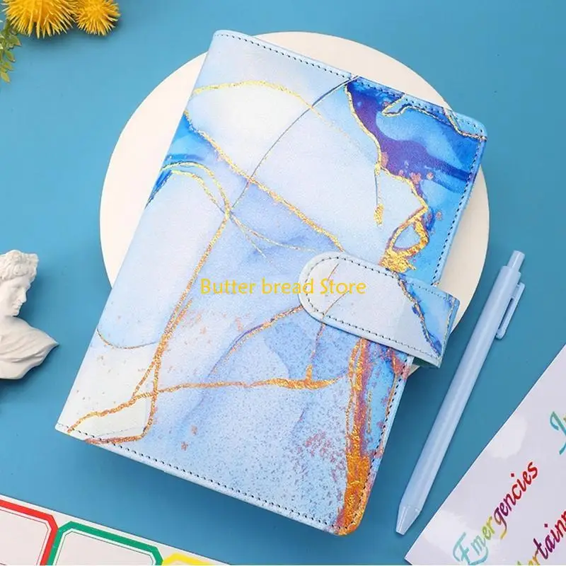 W89C Vintage PU Binder Budget Envelope Planner for w/ Zipper Pockets Sti