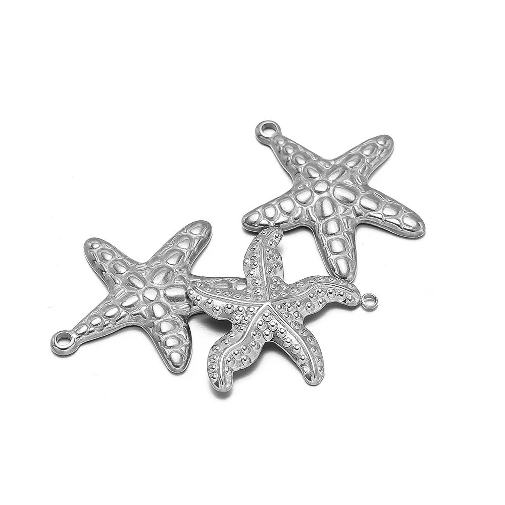 5 Stück goldene Seestern-Muschel-Anhänger für DIY-Schmuckzubehör, Edelstahl-Halskettenanhänger, Armbänder, Ohrringe. – Detail 5
