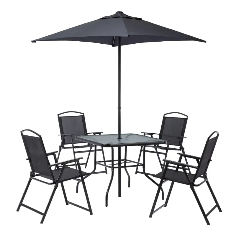 Mainstays Albany Lane 6-Piece Outdoor Patio Dining Set, Black rattan furniture  rattan  outdoor sofa