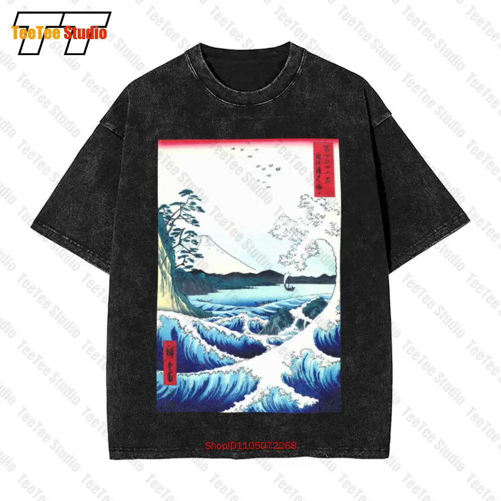 

Hiroshige Utagawa Seascape In Satta, японская винтажная футболка большого размера, классическая M1X3