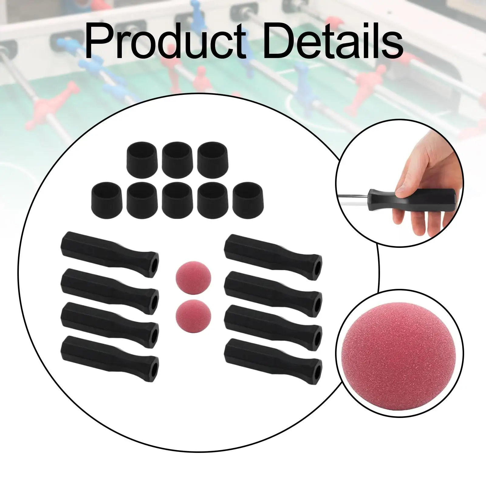 

Foosball Handles End Caps Practical Non Slip Standard Table Football Game Maintenance Components with Balls Replacement