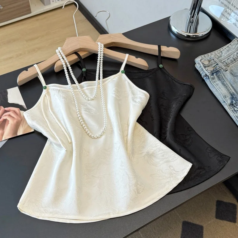 New Chinese Style Heavy Work Embroidery National Style Base Layer Vest Improved Strap Tunic Top for Women Spring Season view 3