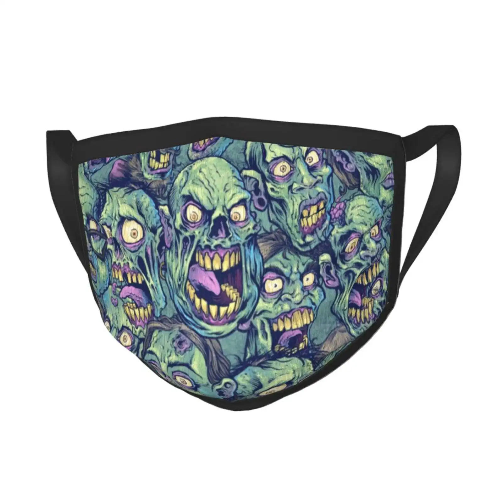 Zombie Repeatable Pattern Knitted Hat Warm Beanie Outdoor Caps Licensing Zombie Pattern Angry Cartoon Evil Green Brian Allen