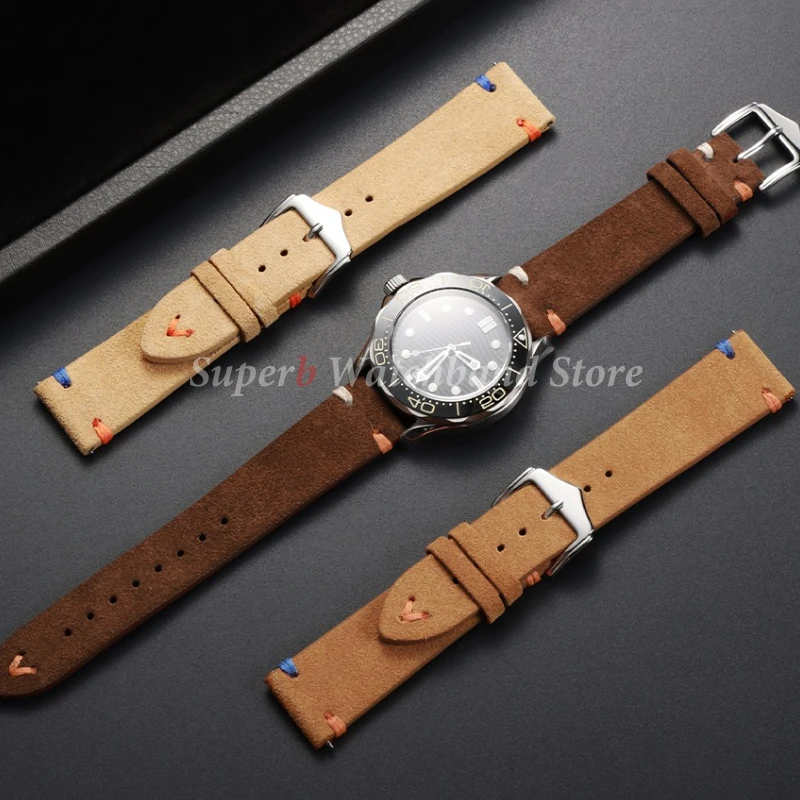 لينة خياطة الجلد المدبوغ حزام 22 مللي متر 18 مللي متر 20 مللي متر لسامسونج Watch6 5/4/3 جلد العجل سوار للنساء الرجال معصمه الإفراج السريع