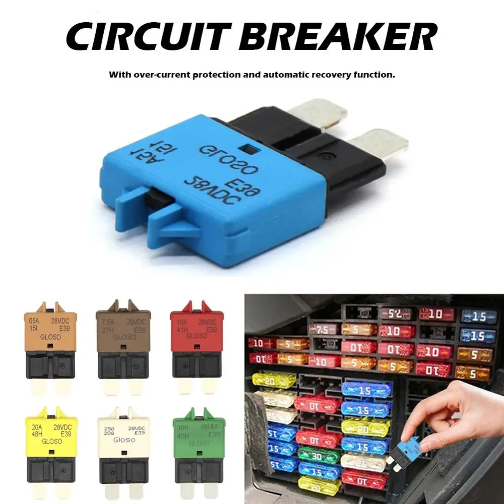 5-30A Circuit Breaker Automatic Recovery Manual Reset ATC Blade Fuse Auto Accessories Over-current Protection Car Protectors