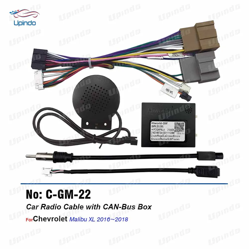 

Car Radio Cable with CANBus Box Android Head Unit Wiring Harness Socket Connector CAN Bus Decoder for Chevrolet Malibu XL