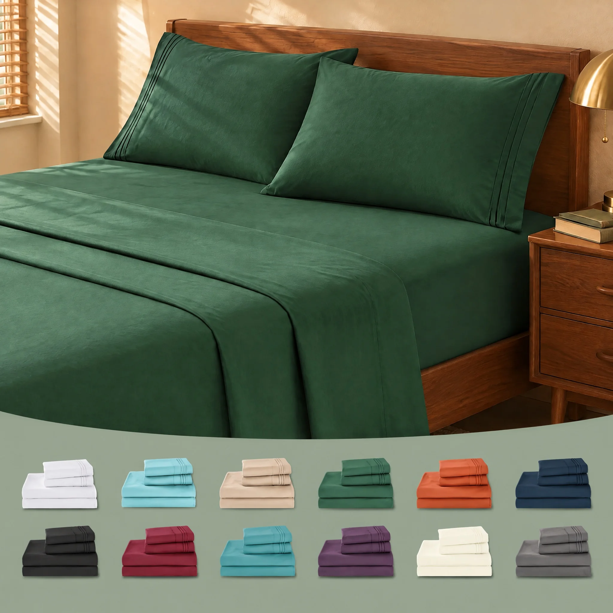 3/4pcs Bed Sheet Set with 15 Inch Deep Pockets, Luxury Hotel Style Soft Bedding, Shrink & Fade Resistant Linens, Includes Fitted Sheet, Flat Sheet and Pillowcases
