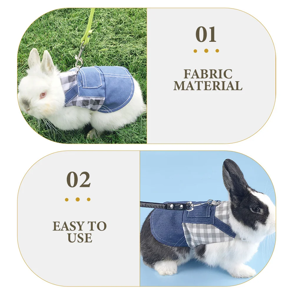 

1Set Stylish Comfortable Bunny Leash Harness Small Pets Traction Rope Adjustable Rabbit Ferret Walking Kit Rabbit Traction Leash