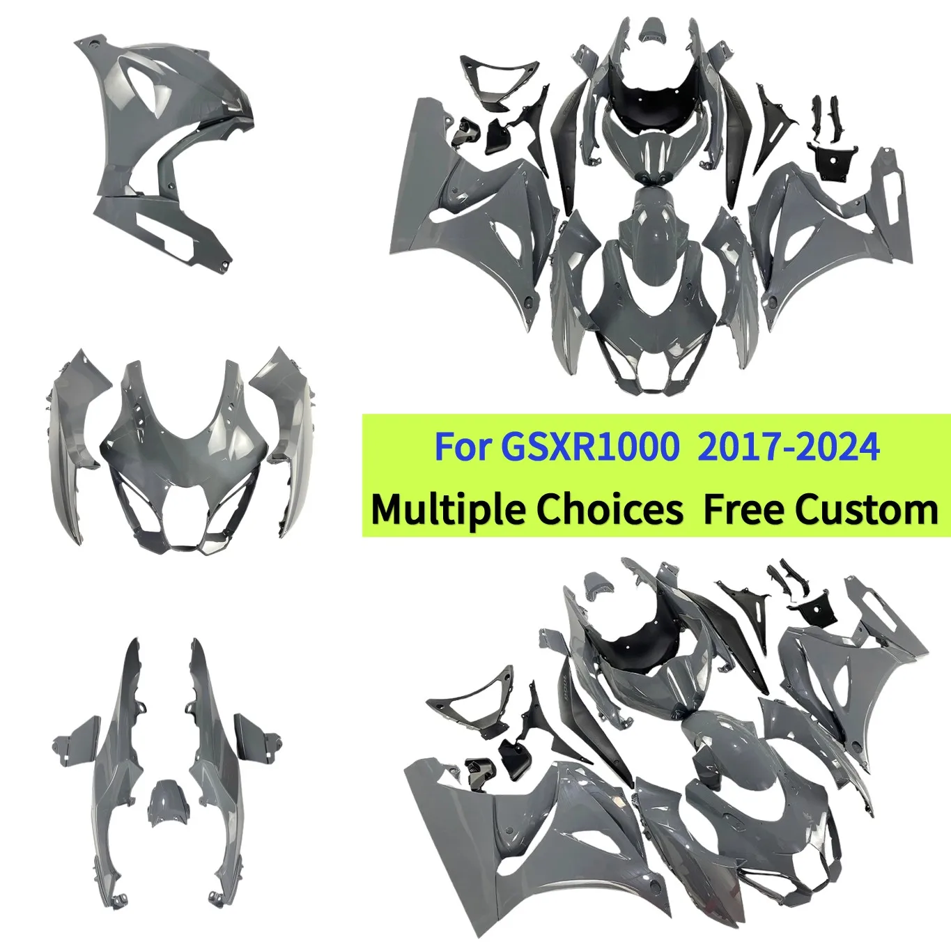 

Cement Grey fairing kit for GSXR1000 2017 2018 2019 2020 2021 2022 2023 K17 GSX-R1000 Injection Molded Motorcycle Fairings