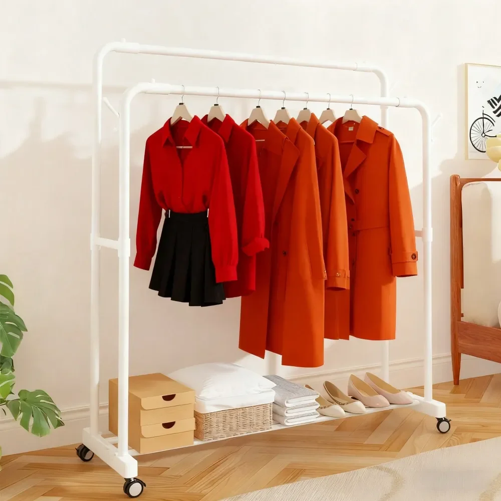 

StandAlone Clothes Rack, Iron Multifunctional Storage Rack With Hook And Drying Organizer, SpaceSaving Vertical Design Is Suita