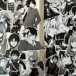 Seraph – autocollant noir et blanc, étiquette mignonne Mikaela Hyakuya yuifiro, papeterie décorative pour étui de téléphone d'étudiant, fournitures scolaires